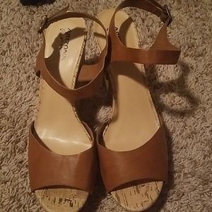 Brown studded wedges